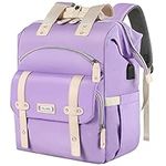 Laptop Backpack for Women, Anti Theft Backpacks with USB Charging Port RFID Anti Theft Water Resistant,Wide Top Open Work Teacher College School Travel Computer Bag for Woman Fits 15.6 Inch Purple, 15.6inch-purplenew, 15.6inch, Women Laptop Backpack & ...