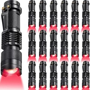 20 Pcs Red Flashlights Bulk Single Mode Red LED Flashlight AA Battery Powered Dimmable Mini Red Torch Light Small Powerful Red Light Flashlight for Night Astronomy Stargazing Hunting, Animal Safe