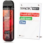 Official SMOK Novo X, E Cigarettes Vape Starter Kit, OLED Display, Ecigarette Refillable UK 2ml 2X MTL DC 0.8ohm Pods, Smooth Vapor, Portable Mini Vape, No Nicotine - Red Stabilizing Wood