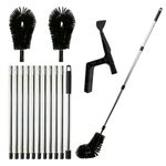 Gutter Cleaning Tools, 14FT/4.3M Adjustable Gutter Cleaning Brush with 2 Brush Heads, Gutter Brush Leaf Shovel and 11 Extendable Rods, for Roofs Leaves Debris Window Spider Web