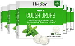 Herbion Naturals Cough Drops with Natural Mint Flavor, 18 Ct - Soothes Sore Throat & Dry Mouth - for Adults, Children 6 Years and Above (Pack of 6, 108 Lozenges)