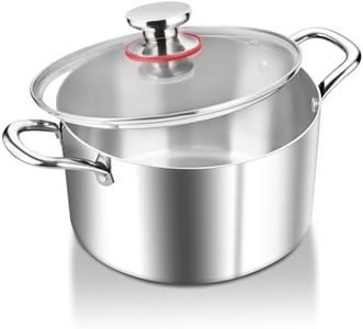 HaWare 5.8L Stock Pot, 24cm Tri-Ply Stainless Steel Soup Pot with Visible Lid, Large Cooking Induction Pot for Pasta/Meat/Soup, Suit for All Kitchen Stove Top, Healthy & Non Toxic, Easy Clean