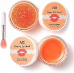 ANAiRUi Lip Mask & Lip Scrub Set, Peach + Collagen Lip Care Kit - Lip Sleeping Mask Moisturizer and Lip Exfoliator Sugar Scrub, Overnight Lip Treatment Repair for Dry Cracked Peel Lips, Lip Lines