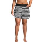 Lands' End Women's 5" Quick Dry Elastic Waist Board Shorts Swim Cover-up Shorts, Black/White Ombre, 20 Plus