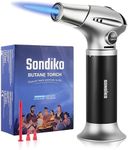 Sondiko Blow Torch, Butane Torch Lighter, Refillable Creme Brulee Torch with Adjustable Flame, Safety Lock for Soldering, Kitchen, Welding, Butane Gas Not Included