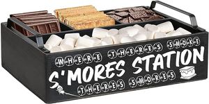 DEALZOOM Wooden S'mores Bar Station (Black) - Smores Caddy Holder with Handles - S'mores Serving Tray for Kitchen - S’mores Maker Box for Smores Kit Camping Decor - Smores Accessories Organizer