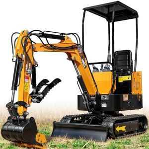 MS10H 1 Ton Mini Excavator with 13.5HP EAP Gas Engine, Hydraulic Thumb, 3-Way Flow Control Valve, Compact Crawler Digger for DIY Landscaping, Includes Delivery & Unloading Service