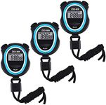 Frienda 3 Pieces Digital Stopwatch, Multi-Function Electronic Digital Sport Stopwatch Timer for Sports Fitness Coaches and Referees, Batteries Included