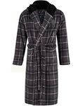 Tokyo Laundry Men's Ramsden Checkered Soft Fleece Hooded Dressing Gown - Grey Check - M