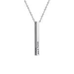 Bo&Pao 3D Bar Necklace in 925 Sterling Silver with Engraving, Personalised Vertical Silver Bar Necklace