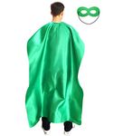 Adult Superhero Cape and Mask for Man and Woman - Halloween Vampire Capes Party Dress Up Superhero Costume, Green, 57" L x 38" W