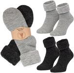 MOUNTREX® Alpaca socks, wool socks for men and women, winter socks, warm house socks, thermal socks, thick, 2 pairs, Grey/anthracite - thermal with envelope, 35-38