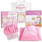 Tickle & Main Princess Chef Gift Set with Pink Apron, Hat, Recipes Cookbook for Girls Age 3 4 5 6 7 Years - Kids Learn Basic Cooking and Baking - I Hereby Crown You Chef!