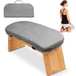 Hihealer Meditation Bench - Foldable Bamboo Ergonomic Meditation Stool with Comfortable Cushion, Kneeling or Sitting Perfect for Meditation & Prayer, Unique Gifts for Women