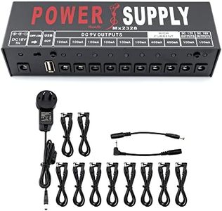Musiclily Pro Guitar Pedal Power Supply 10 Isolated DC Output with USB Port and AU Standard Adapter for 9V/12V/18V Guitar Bass Effect Pedal