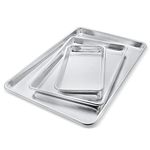 Crown Baking Sheet Set, Sturdy Solid Construct, Rust Free, Pure Aluminum, Half Sheet Pan, Quarter Sheet Pan, Toaster Oven Pan, Cookie Sheets for Baking, Sizes 6x10, 9x13, 13x18 inches