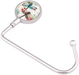 JISEN Portable Handbag Hanger Table Bar Purse Instant Swivel Top Long Hook Dragonfly