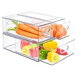 bealy Refrigerator Organizer Bins with Pull-out Drawer,Fridge Drawers Clear Stackable Storage Bins Containers for Freezer, Refrigerator, Pantry Organization and Storage (3 Pack), ROB003