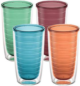 Tervis Made in USA Double Walled Clear & Colorful Tabletop Insulated Tumbler Cup Keeps Drinks Cold & Hot, 16oz - 4pk, Assorted