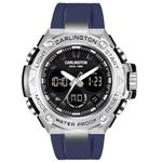 Carlington Resin Analog-Digital Sports Watch Chronograph,Dual Time,Alarm,Stopwatch,Water-Resistant,Shock-Resistant,Back Light Display- The Perfect Watch For Men&Boys-Ct9107 Silver Dial Blue Band