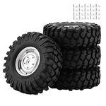 KIMISS Rc Crawler Tires 90Mm Rc Aluminum Wheels Black Plastic Rubber 4Pcs Wheel Tyres Rubber Tires With Hubs For 1 10 Scale Rc Crawler Off Road Truck Car