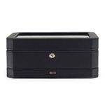 WOLF 4586029 Windsor 10 Piece Watch Box with Cover and Drawer, Black