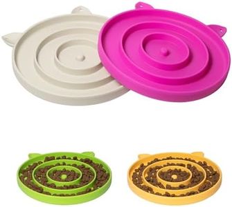 Silicone Slow Feeder Cat Bowl - Interactive Cat Puzzle Feeder for Pets Dry Wet Food Training - Prevents Puppy Kitty Overeating (Purple and White-Gray, Cat)