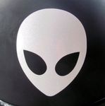 Reflective Alien Head - 2 3/8" x 3" die Cut Vinyl Decal/Sticker for Helmets, Windows, Cars, Trucks, Tool Boxes, laptops, MacBook - virtually Any Hard, Smooth Surface. Made in The USA