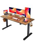 FEZIBO Height Adjustable Standing Desk, 60 x 24 Inches Electric Stand Up Table, Sit Stand Home Office Desk, Black Frame/Rustic Brown Top