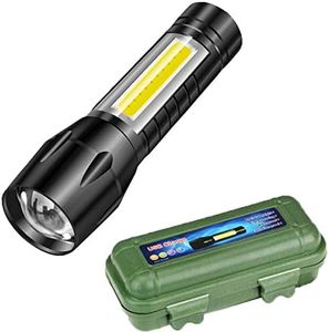 Sarjak Rechargeable Spotlight 2 in 1 Led Flashlight Zoom Light Mini Size Telescopic Portable Torch with Pen Clip Outdoor Other Camping, Aluminum, 200 lumens