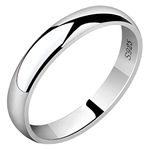 Meixao Unisex Solid 925 Sterling Silver Highly Polished Wedding Ring 4mm Band In Sizes J-Z (Q)