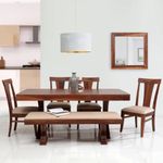 SONA ART & CRAFTS Solid Sheesham Wood Dining Table 6 Seater with Chair Set | Wooden 6 Seater Dinning Table with 4 Chairs and 1 Bench | Dining Table Set | Dining Room Sets Furniture (Honey Finish)