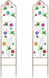 Hanayard 2 Pack Garden Trellis for Climbing Plants Outdoor Metal Arch trellis for Climbing Vines Plants Support 60'' H x 11'' W Hummingbird