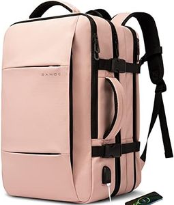 BANGE 35l sac à dos de voyage pour femmes, sac à dos de cabine avec port de charge USB, 17,3 pouces sac à dos pour ordinateur portable approuvé pour le vol, sac de jour de loisirs week - end