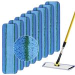 Upgraded Replacement Microfiber Mop Pads for Rubbermaid Commercial 18 Inch 17 Inch Mop,Reusable Wet & Dry Commercial Cleaning Flat Mop System 18" 17" Refill Head for Multi-Surface Floor-8 Pack