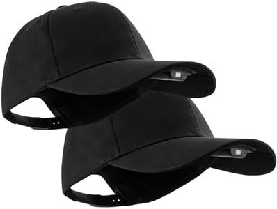 LED Hat Light - POWERCAP Baseball Cap with Light Built in - LED Cap Visor Light with Bright Headlight and IPX4 Rating (2.5 Black 2-Pack)