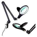 Brightech LightView PRO - Comfortable LED Magnifying Glass Desk Lamp for Close Work - Bright 2.25x Magnifier Lighted Lens - Puzzle, Craft & Reading Light for Table Top Tasks - Black