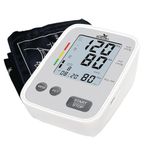 SHIKON SK-015DC Automatic Upper Arm Digital Blood Pressure Monitor Blue/White LCD Display Irregular Heart Beat Detection 2x99 Memory Function Large Arm Cuff 4xAA Alkaline Battery (White Screen)