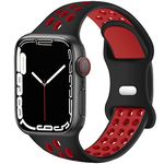 Sport Bands Compatible for Apple Watch Bands 42mm-Series 3/44mm/45mm/46mm/49mm,Soft Silicone Sport Women Men Replacement Strap Compatible with iWatch Series 10/9/8/7/6/5/4/3/2/1 Ultra 2 SE,Black Red