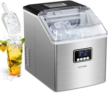 KOMORE Ice Maker Machine, Stainless Steel Ice Cube Maker 20kg/Day, 24 Pcs Ready in 13 Mins, Self-Cleaning Ice Machine with Ice Scoop & Basket, LED Display, 24H-Timer, Portable for Home/Office/Bar
