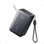 Anker Nano Power Bank, 10,000mAh Portable Charger with Built-in Cable, 45W Max Compact Battery Pack, 70 cm InstaCord Retractable Cable, Smart Display, For iPhone 17/16/15 Series, iPad, Galaxy, Pixel
