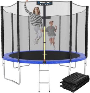 KINETIC SPORTS Trampolin Outdoor 'Salto Plus' Ø 183/244/305/366/400/430/490 cm - Komplett-Set für Kinder, USA Sprungtuch, Netz, Randpolster, Leiter - bis zu 160kg