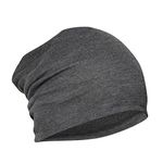 FabSeasons Charcoal Grey Cotton Slouchy Beanie and Skull Cap for Summer, Winter, Autumn & Spring Season, Can be used as a Helmet Cap too