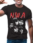 Swag Point Men’s Graphic T Shirts – 100% Cotton Casual Streetwear Hipster Hip Hop Tshirts Short Sleeve Print Tops NWA-BLK L, Black, Large