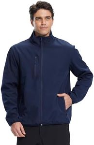 Spring Jackets for Men Softshell Jacket Zip-Front Fleece-Lined Coat Lightweight Windproof, Navy, Small