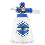 WILTEEXS Snow Foam Lance 1/4" Quick Connect, Adjustable Cannon With 1L Capacity, Wide Neck Bottle, Car Sprayer Compatible With Quick Release Pressure Washer Gun (Blue)