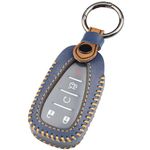 YUBOMT Key Fob Cover for Chevy Genuine Leather Key Case for Chevrolet Equinox Malibu Cruze Camaro Tahoe Silverado Traverse Blazer Sonic,Blue