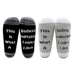 LEVLO Funny Godparents Gifts This Is What A Badass Godmother/Godfather Looks Like Socks Godmother Godfather Gift, Godfather&godmother, Small-Medium