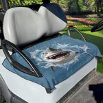 DISNIMO Cool Shark Golf Cart Seat Covers Car Seat Cover Comfortable Golf Cart Seat Blanket Travel Sports Cart Seat Towel Cushion Covers for 2-Person Seats Club Car, Golf Cart Accessories