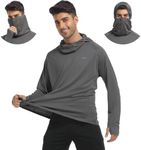 FUWODE Mens Long Sleeve Sun Shirt with Hood SPF UV Protection Clothing for Hiking Fishing Running Rush Guard Dri Fit